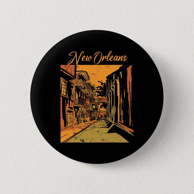 New Orleans Louisiana Souvenir Bourbon Street  Button (Vorderseite)