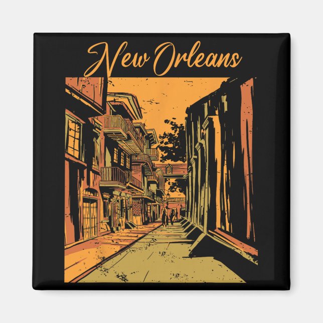New Orleans Louisiana Souvenir Bourbon Street  Magnet (Vorne)