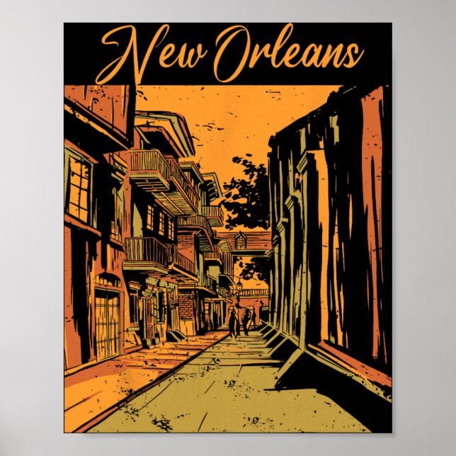 New Orleans Louisiana Souvenir Bourbon Street  Poster (Vorne)