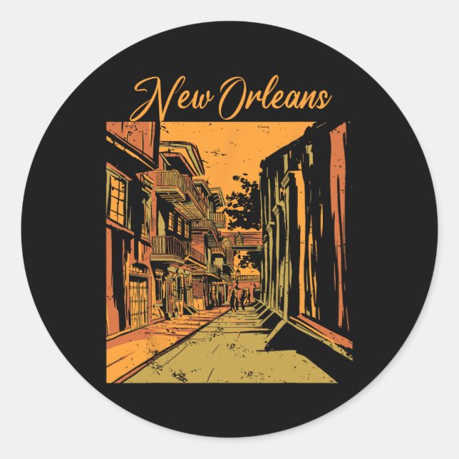 New Orleans Louisiana Souvenir Bourbon Street  Runder Aufkleber (Vorderseite)