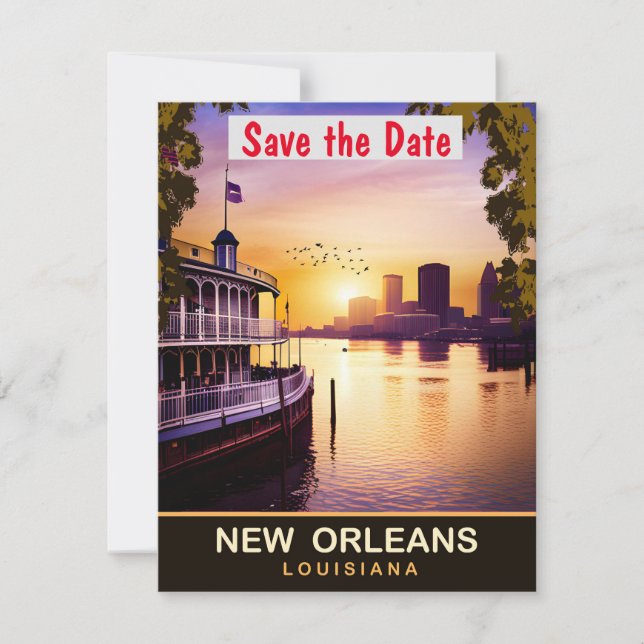 New Orleans, Louisiana, Travel Postcard, Save The Date (Vorderseite)