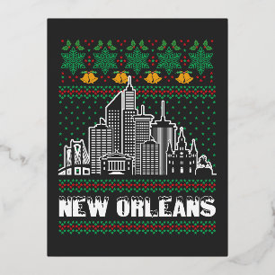 New Orleans Louisiana Ugly Christmas Plus Size T-S Folien Feiertagspostkarte