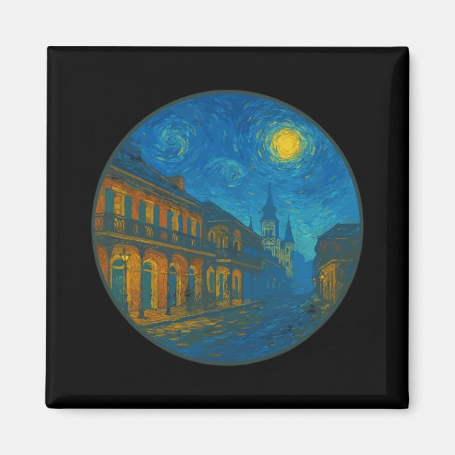 New Orleans Louisiana - Van Gogh Starry Night Styl Magnet (Vorne)