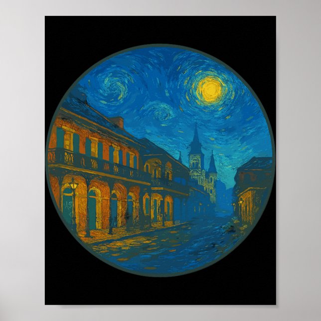 New Orleans Louisiana - Van Gogh Starry Night Styl Poster (Vorne)