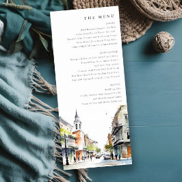 New Orleans Louisiana Watercolor Wedding Menu Einladung