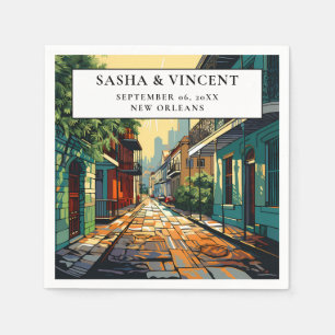 New Orleans Louisiana Wedding Retro Serviette