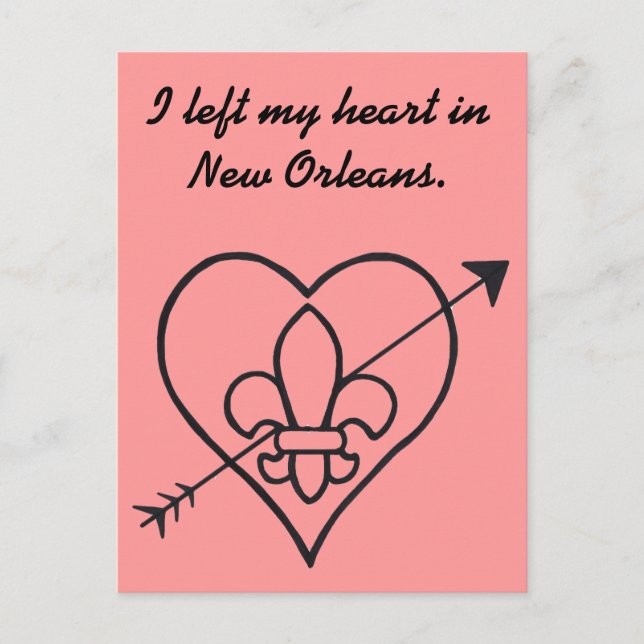 New Orleans Love Heart & Fleur de Lis Postkarte (Vorderseite)