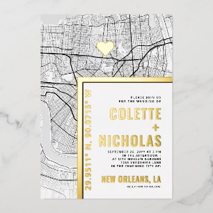 New Orleans Love Locator   Stadt-Themen-Hochzeit Folieneinladung