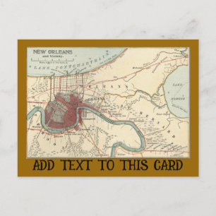 New Orleans Map 1900 Postcard Postkarte