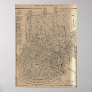 New Orleans Map 1908 Poster