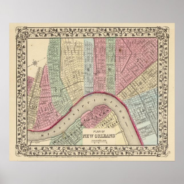 New Orleans Map von Mitchell Poster (Vorne)