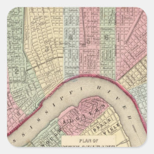 New Orleans Map von Mitchell Quadratischer Aufkleber