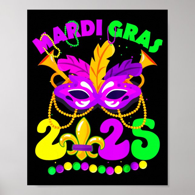 New Orleans Mardi Gras 2025 Funny Fleur De Lis New Poster (Vorne)