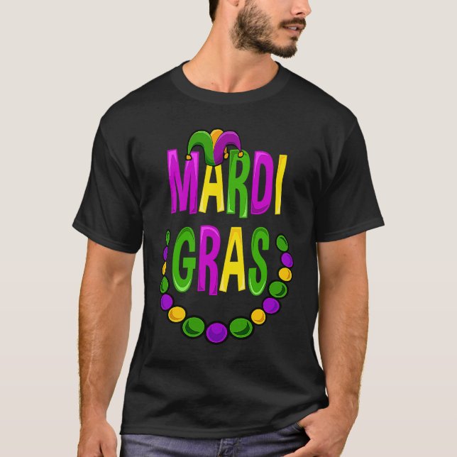 New Orleans Mardi Gras Beads  Fat Tuesday Carnival T-Shirt (Vorderseite)
