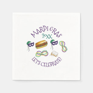 New Orleans Mardi Gras Beignet Beads Maske Po'Boy Serviette