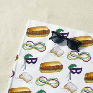 New Orleans Mardi Gras Beignet Beads Maske Po'Boy Strandtuch