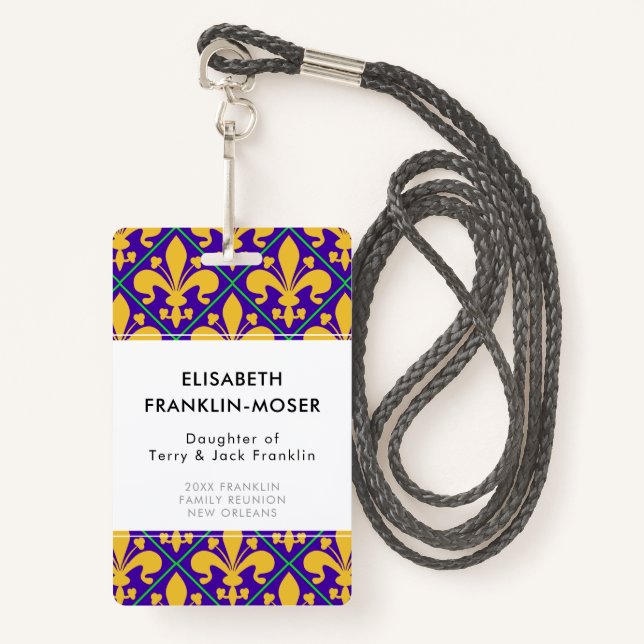 New Orleans Mardi Gras Family Wiedersehen Ausweis (Vorderseite mit Schlüsselband)