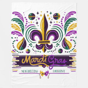 New Orleans Mardi Gras lila gelb grün Fleecedecke