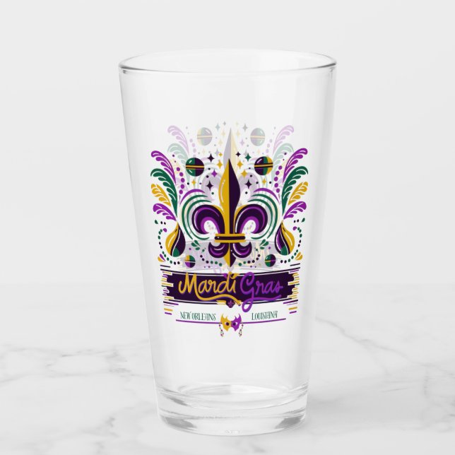 New Orleans Mardi Gras lila gelb grün Glas (Vorderseite)