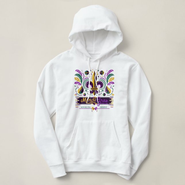 New Orleans Mardi Gras lila gelb grün Hoodie (Design vorne)