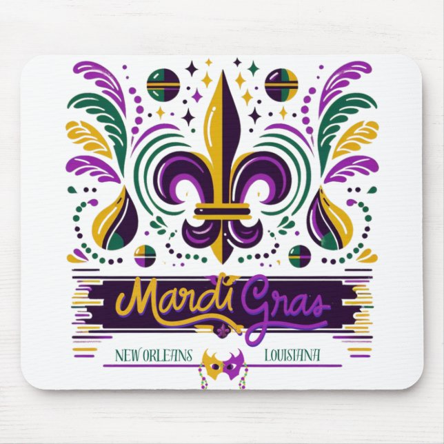 New Orleans Mardi Gras lila gelb grün Mousepad (Vorne)