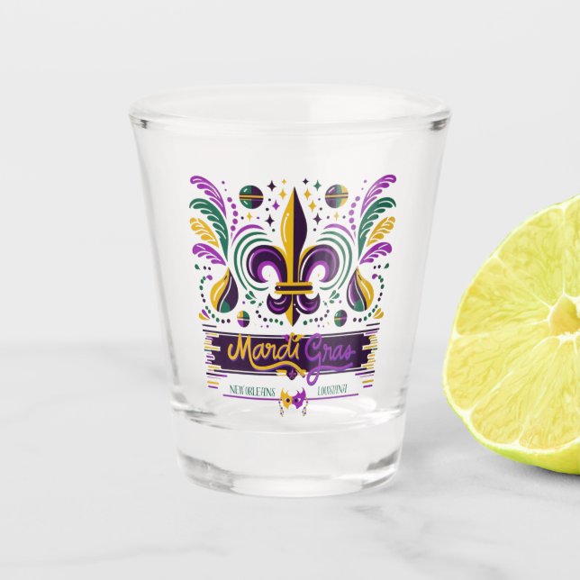 New Orleans Mardi Gras lila gelb grün Schnapsglas (Vorderseite)