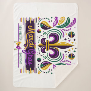 New Orleans Mardi Gras lila gelb grün Sherpadecke
