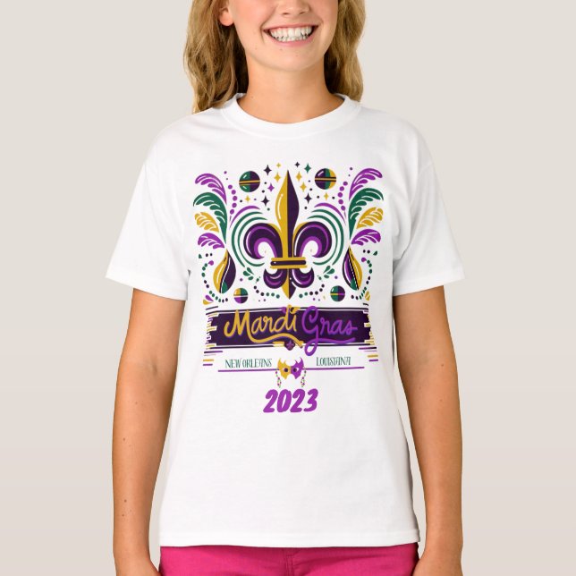 New Orleans Mardi Gras lila gelb grün T-Shirt (Vorderseite)