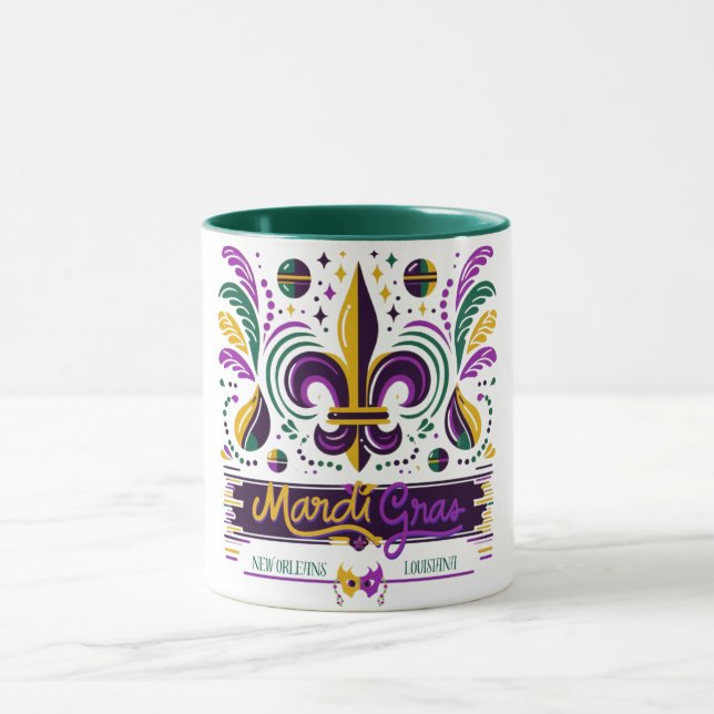 New Orleans Mardi Gras lila gelb grün Tasse (Zentrum)