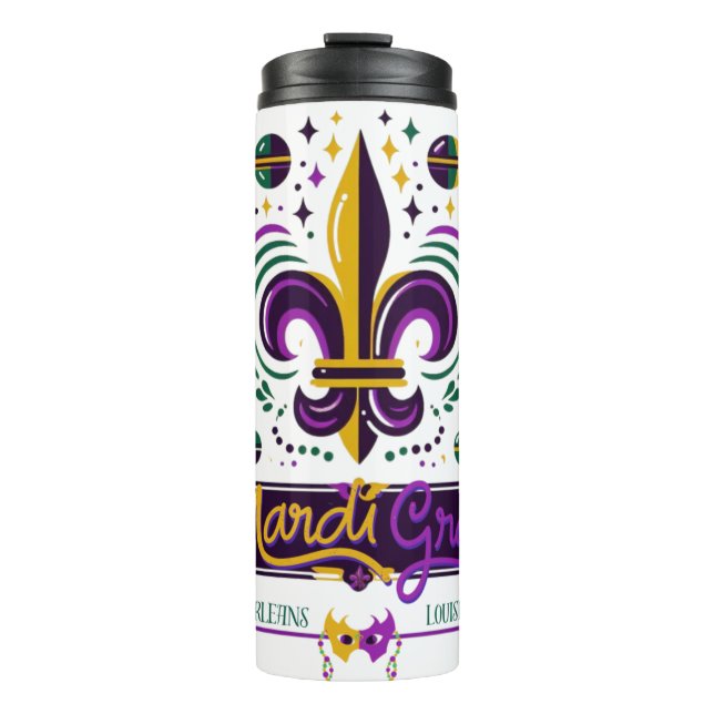 New Orleans Mardi Gras lila gelb grün Thermosbecher (Vorderseite)