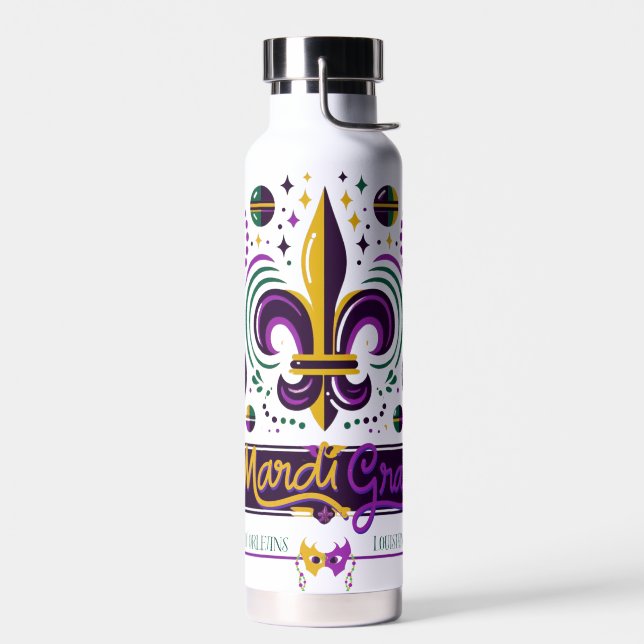 New Orleans Mardi Gras lila gelb grün Trinkflasche (Links)