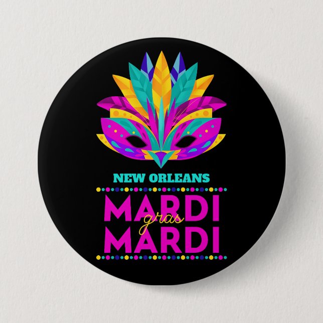 New Orleans Mardi Gras Mask Button (Vorderseite)