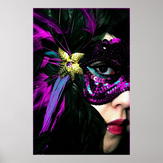 New Orleans Mardi Gras Mask Poster Print (Vorne)