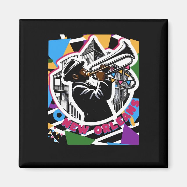 New Orleans Mardi Gras Trombone Sticker Magnet (Vorne)