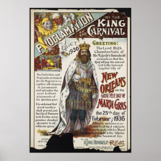New Orleans Mardi Gras Vintage Travel Poster Ad