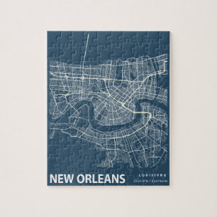 New Orleans Minimalistischer Stadtplan Kunstvoll w Puzzle