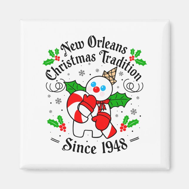 New Orleans Mr Bingle Christmas Tradition Snowman  Magnet (Vorne)