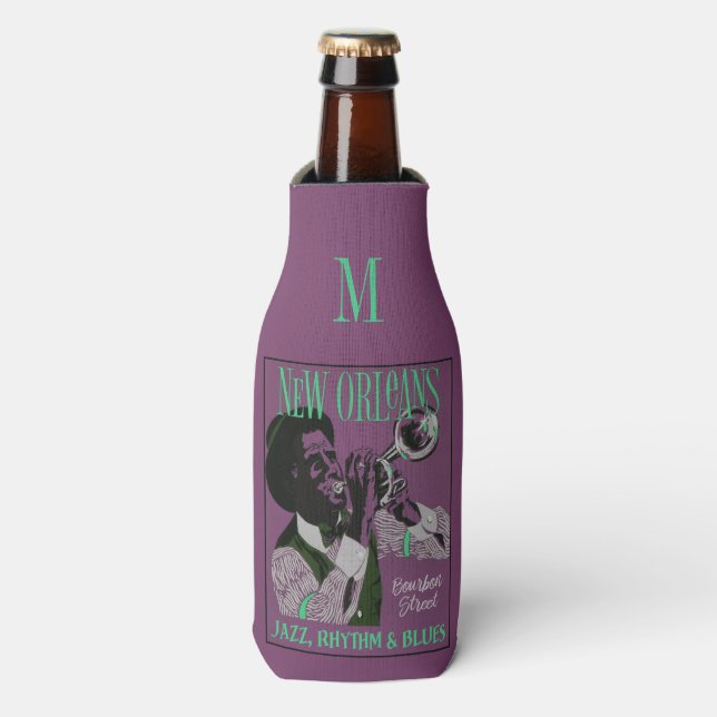 New Orleans Music Custom Monogram cooler Flaschenkühler (Flaschenvorderseite)