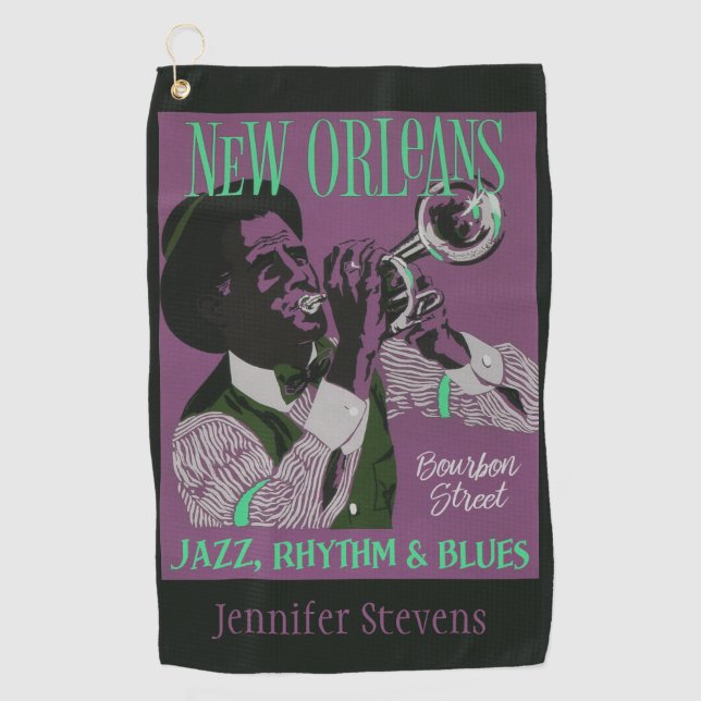 New Orleans Music Custom Text Golf Handtuch 2/3 (Vorderseite)