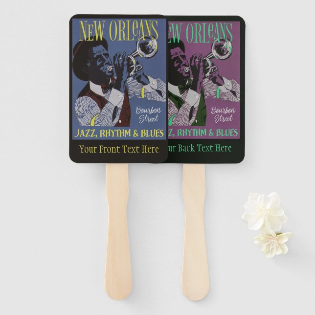 New Orleans Music Custom text hand fan Set Fächer (Vorne und Hinten)