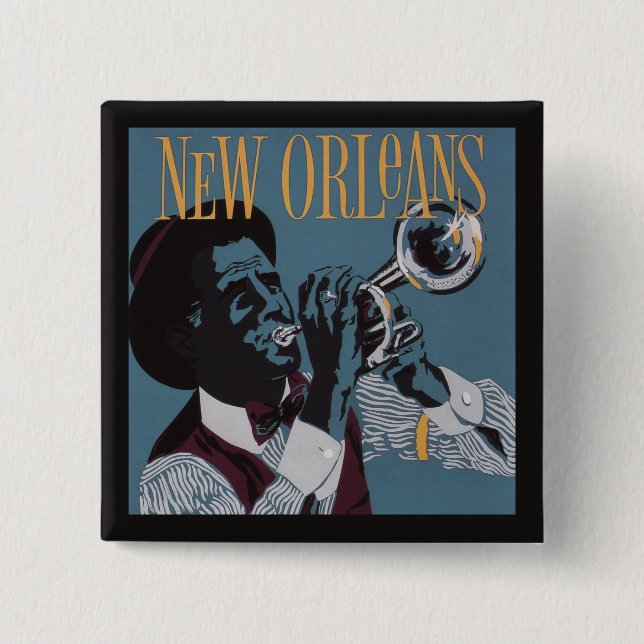 New Orleans Musik-Knopf Button (Vorderseite)