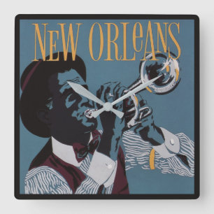 New Orleans Musikmauer Quadratische Wanduhr
