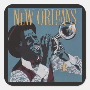 New Orleans Musiksticker Quadratischer Aufkleber