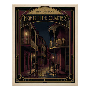 New Orleans Nächte im Viertel Art Deco Design Poster