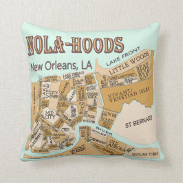 New Orleans Neighhoods Map, NOLA_HOODS Kissen
