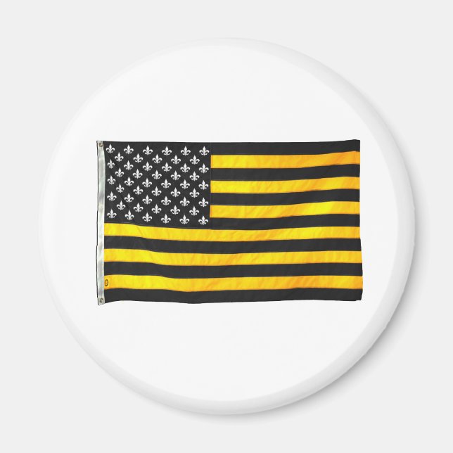 New Orleans NOLA Black and Gold American USA Flag Magnet (Vorne)