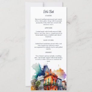 New Orleans NOLA Bourbon Street Menu Cards Einladung