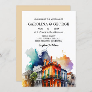 New Orleans Nola Louisiana - Wasserfarbe Einladung