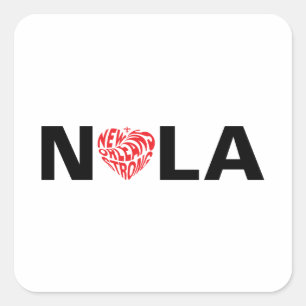 New Orleans Nola Strong Heart Quadratischer Aufkleber