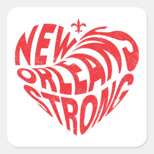 New Orleans Nola Strong Heart Quadratischer Aufkleber